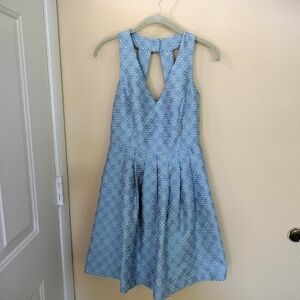 Banana Republic Blue Foral Pockets V Neck Halter Dress 4 Wedding Vacation
